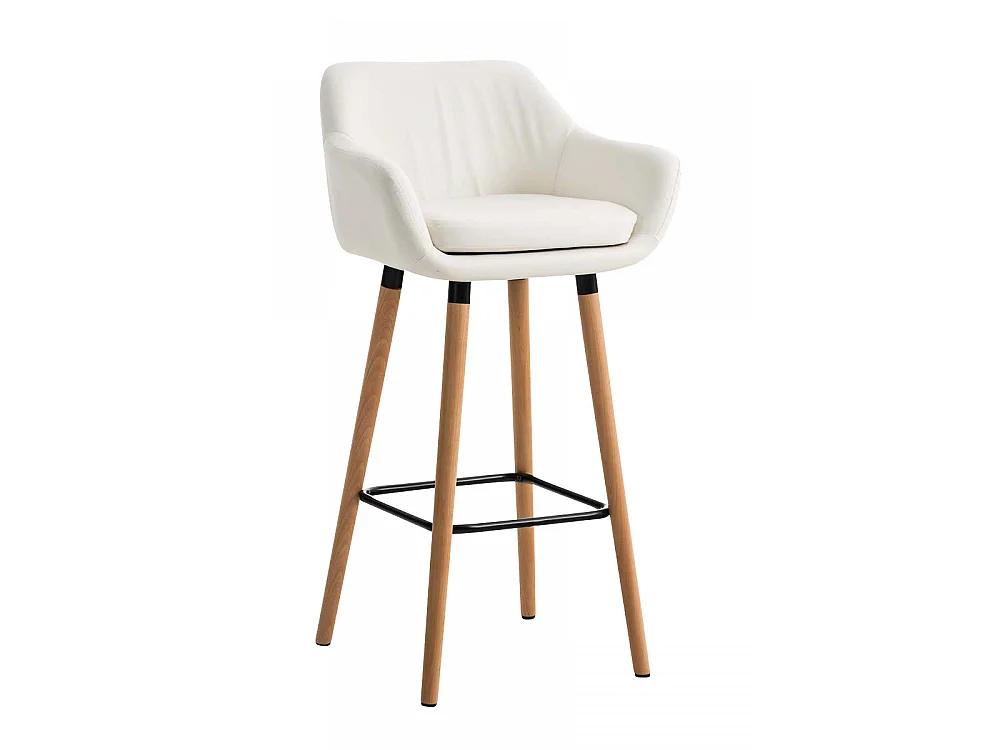Tabouret de bar - Similicuir & Bois - Blanc - Grant