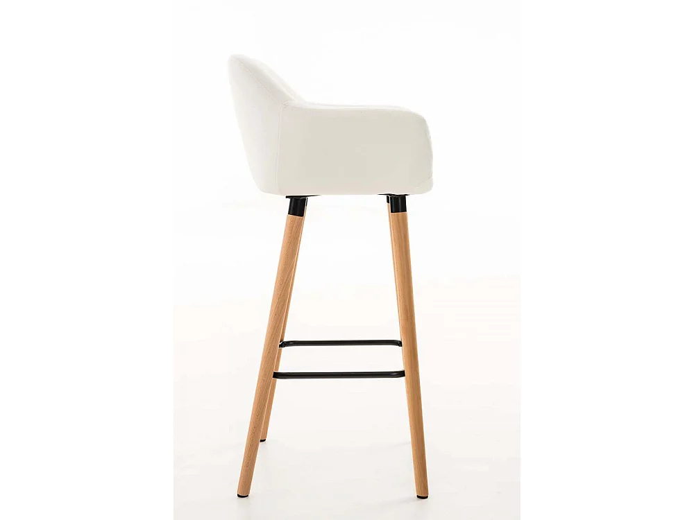 Tabouret de bar - Similicuir & Bois - Blanc - Grant
