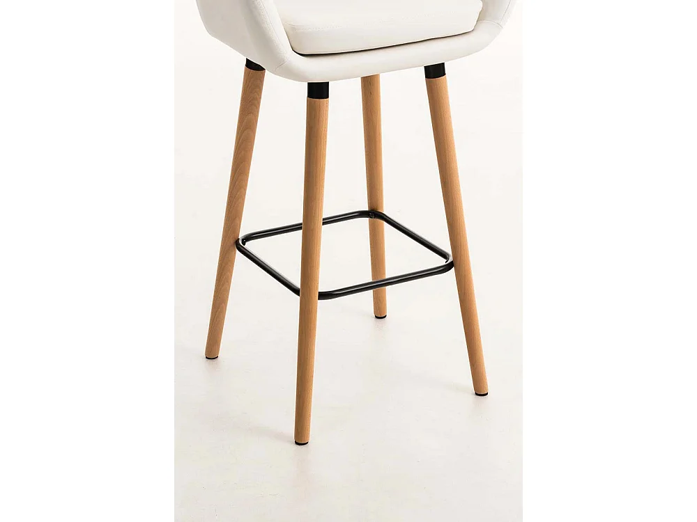 Tabouret de bar - Similicuir & Bois - Blanc - Grant