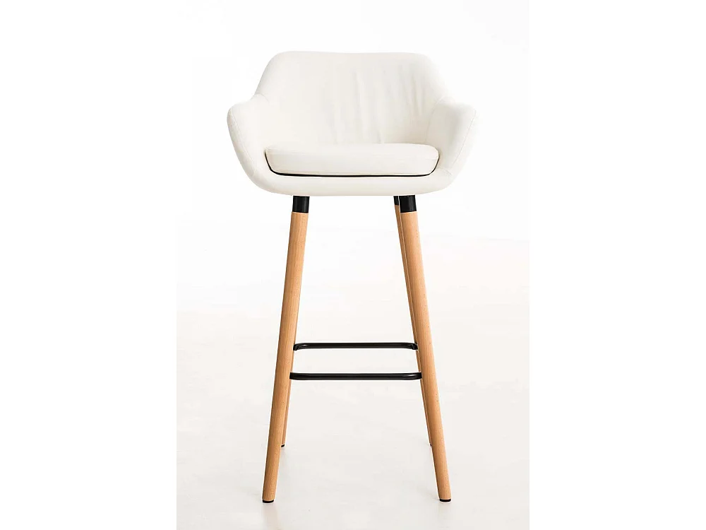 Tabouret de bar - Similicuir & Bois - Blanc - Grant