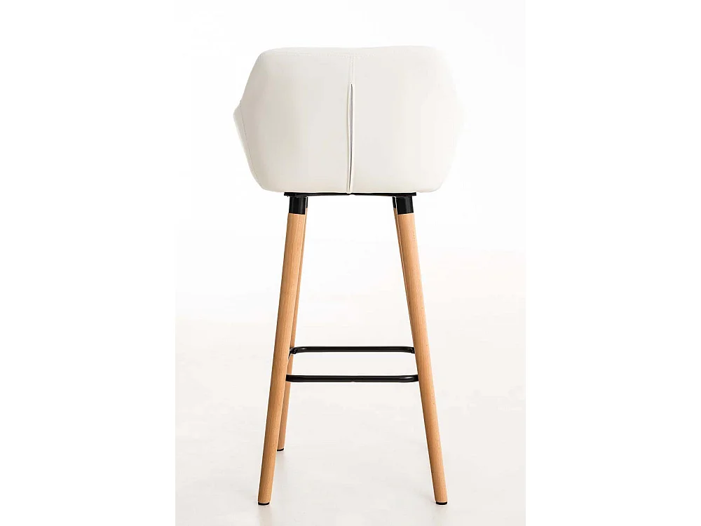 Tabouret de bar - Similicuir & Bois - Blanc - Grant