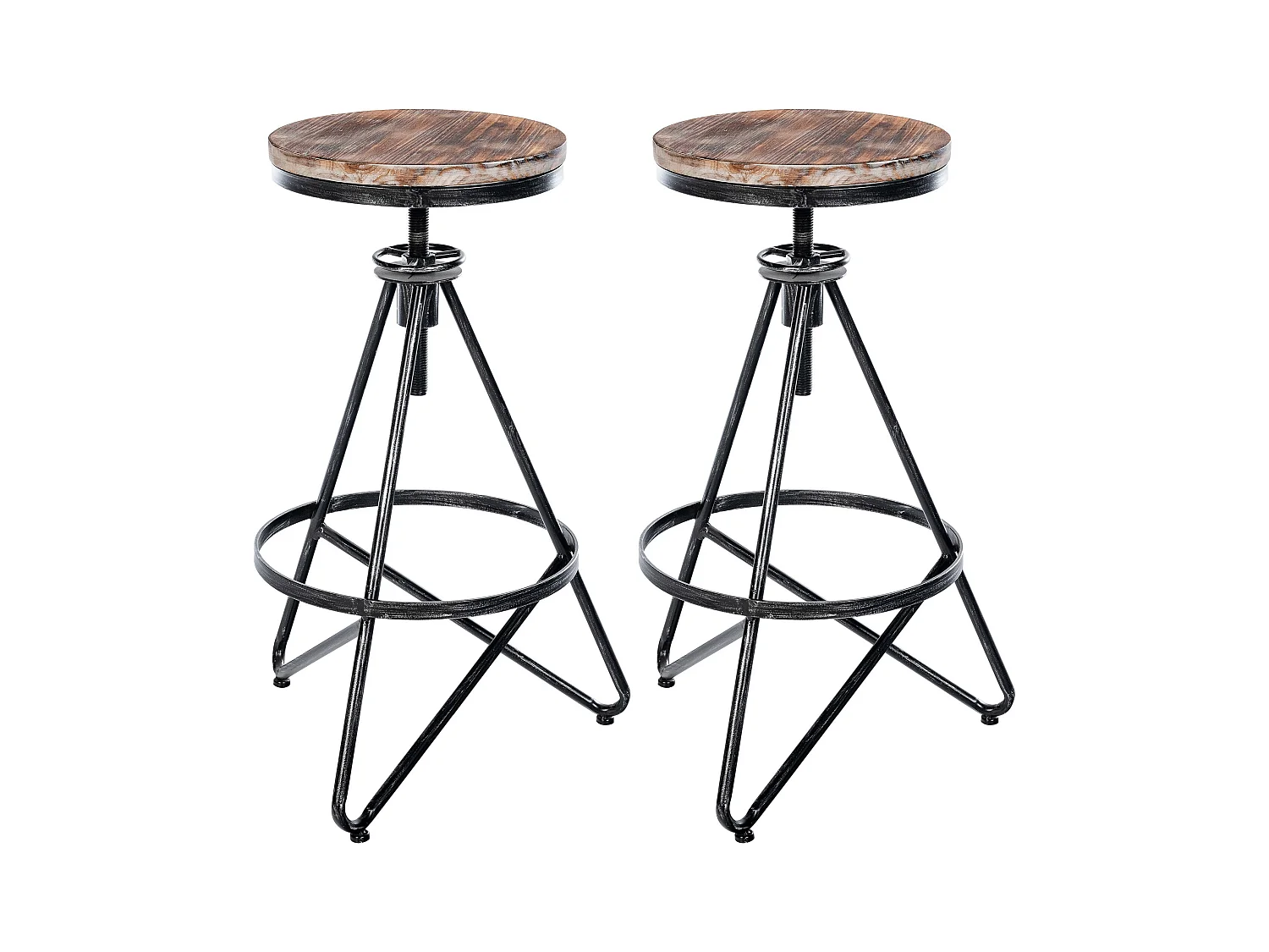 Lot de 2  Tabouret de bar - Métal & Antique clair - Argent - Karla