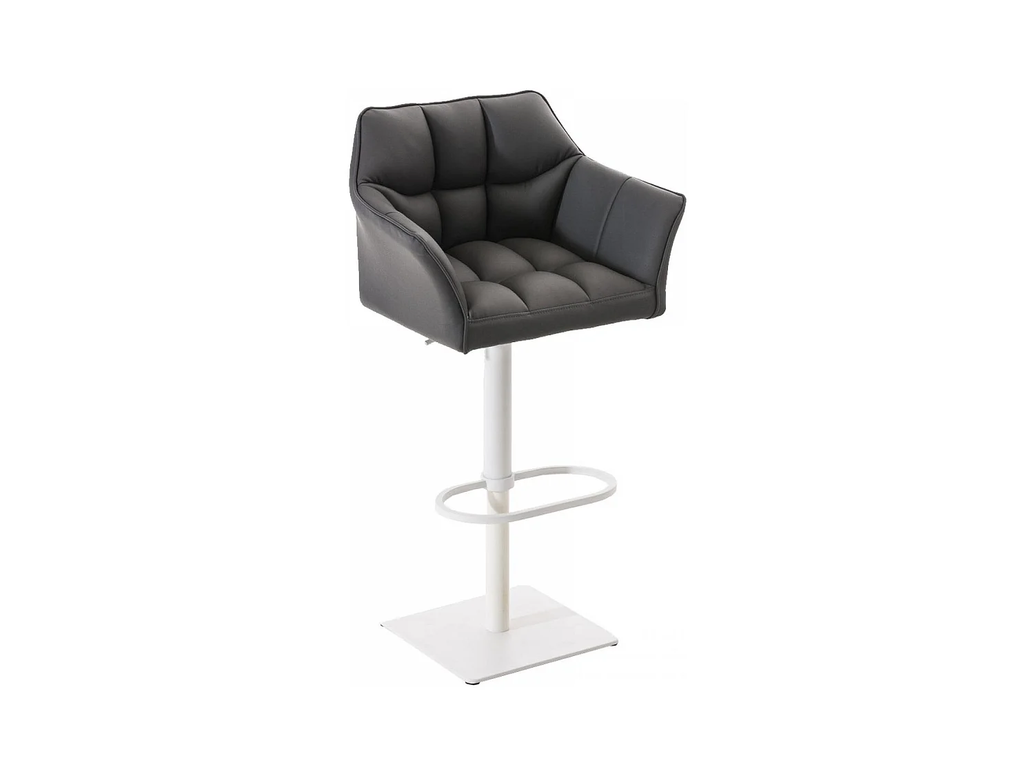 Tabouret de bar - Similicuir & Blanc - Gris - Damaso