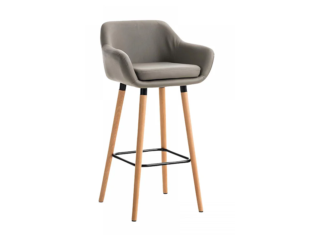 Barhocker - Kunstleder & Holz - taupe - Grant
