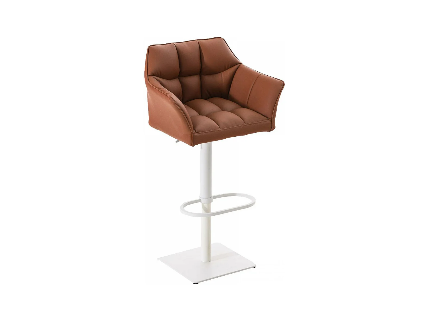 Tabouret de bar - Similicuir & Blanc - Marron clair - Damaso