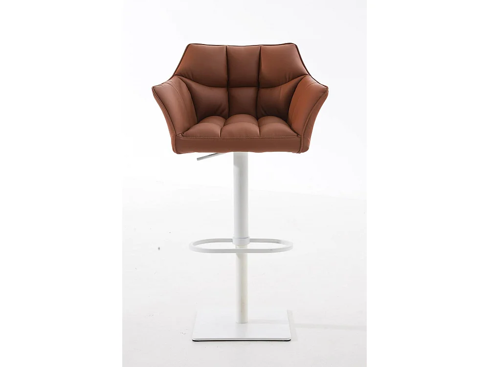 Barhocker - Kunstleder & weiß - hellbraun - Damaso