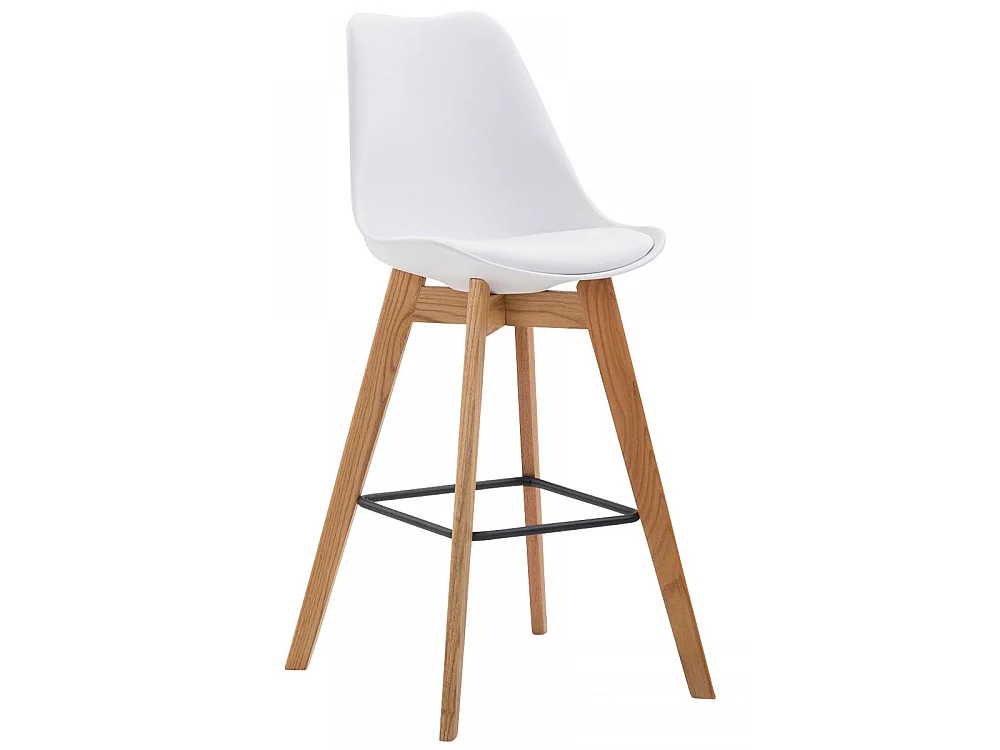 Tabouret de bar - Plastique & Bois - Blanc - Metz
