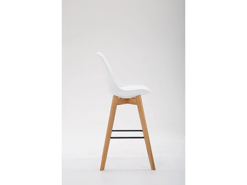 Tabouret de bar - Plastique & Bois - Blanc - Metz