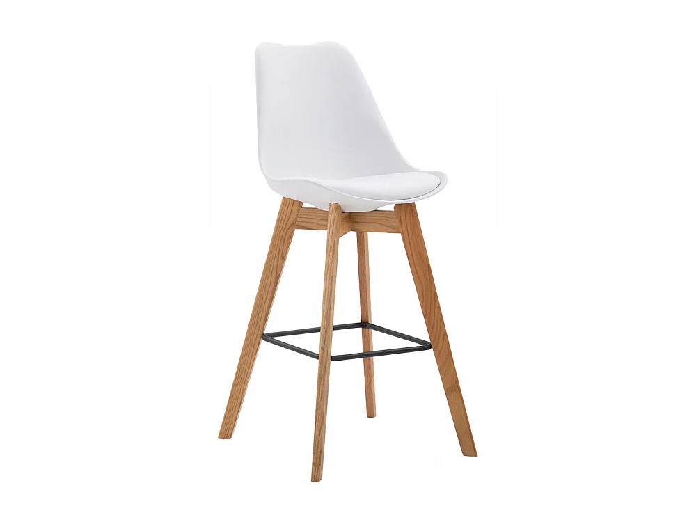 Tabouret de bar - Plastique & Bois - Blanc - Metz