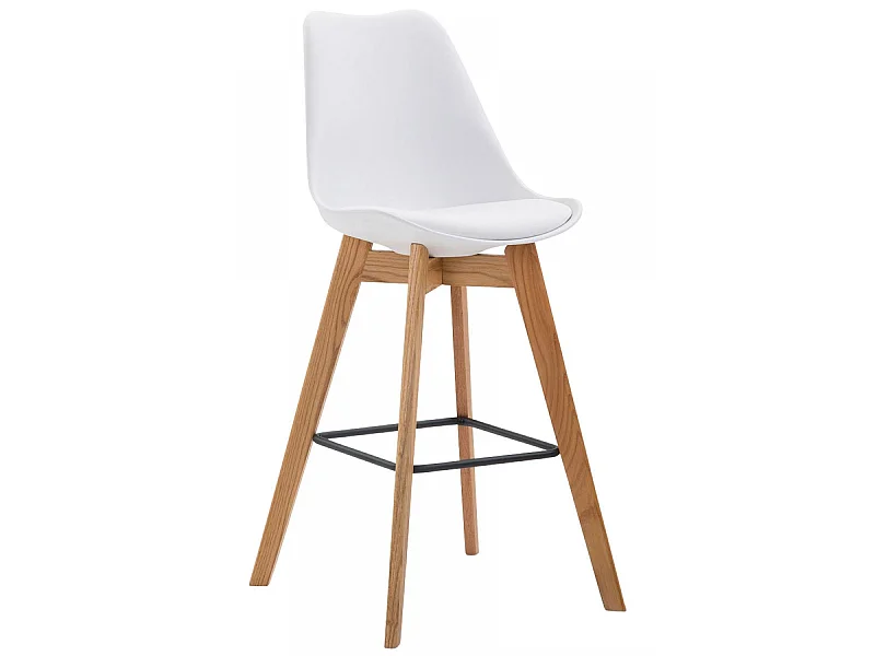 Tabouret de bar - Plastique & Bois - Blanc - Metz