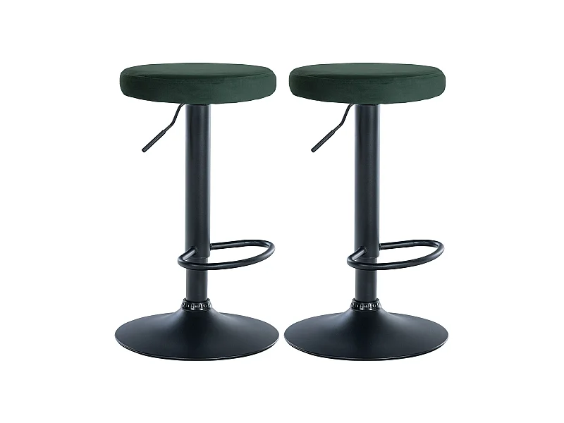 Lot de 2  Tabouret de bar - Velours & Métal noir mat - Vert - Ponte