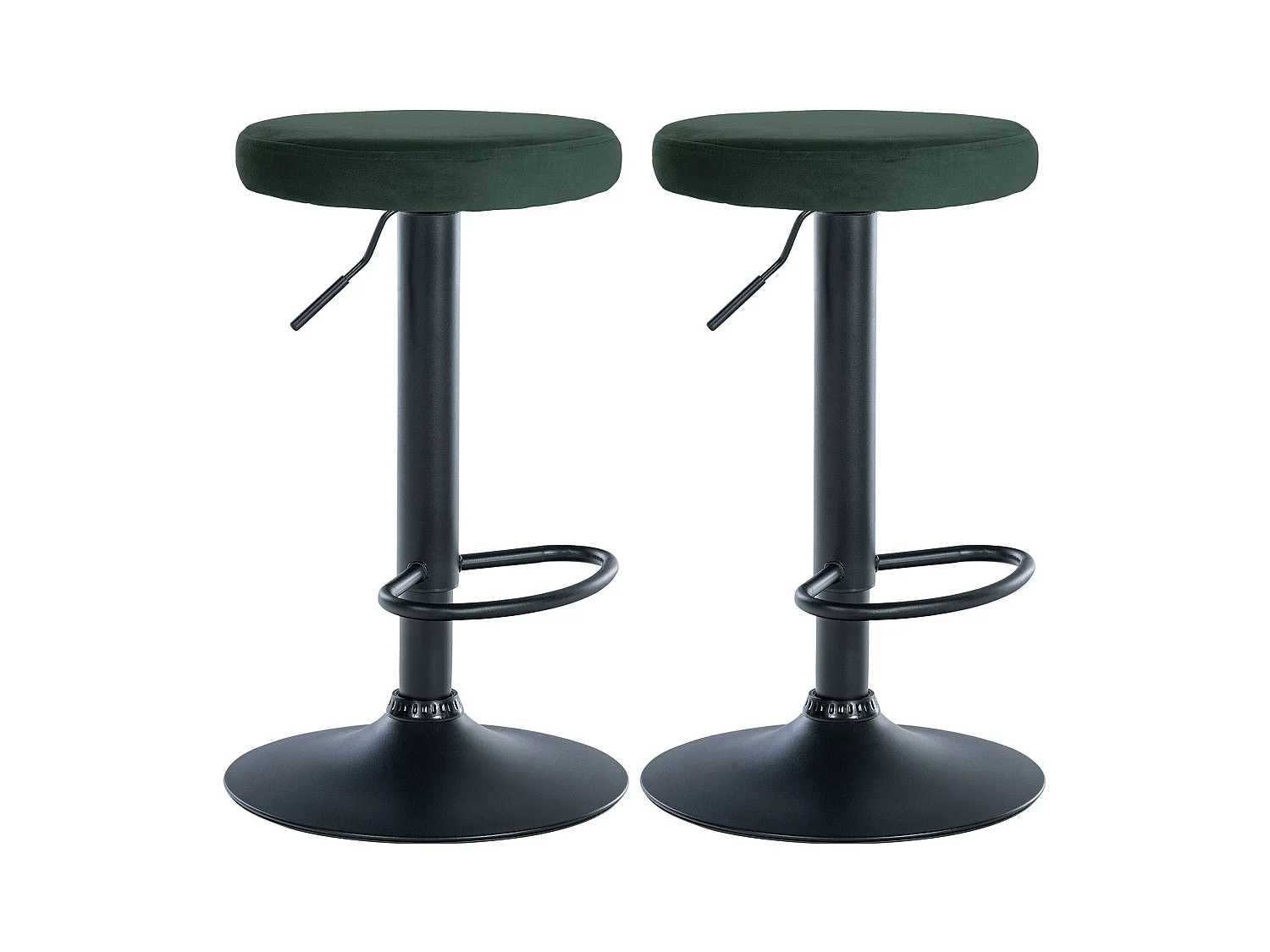 Lot de 2  Tabouret de bar - Velours & Métal noir mat - Vert - Ponte