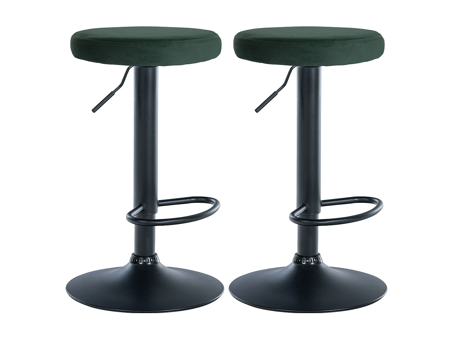 Lot de 2  Tabouret de bar - Velours & Métal noir mat - Vert - Ponte