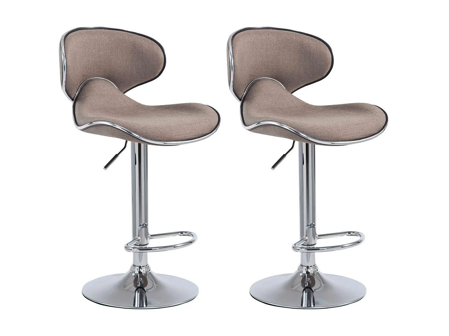 Lot de 2  Tabouret de bar - Tissu & Métal chromé - Taupe - Las Vegas V2