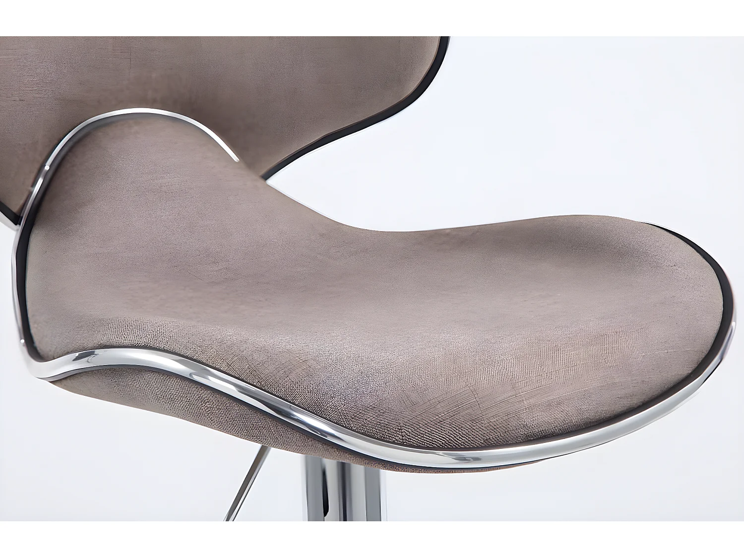 Lot de 2  Tabouret de bar - Tissu & Métal chromé - Taupe - Las Vegas V2