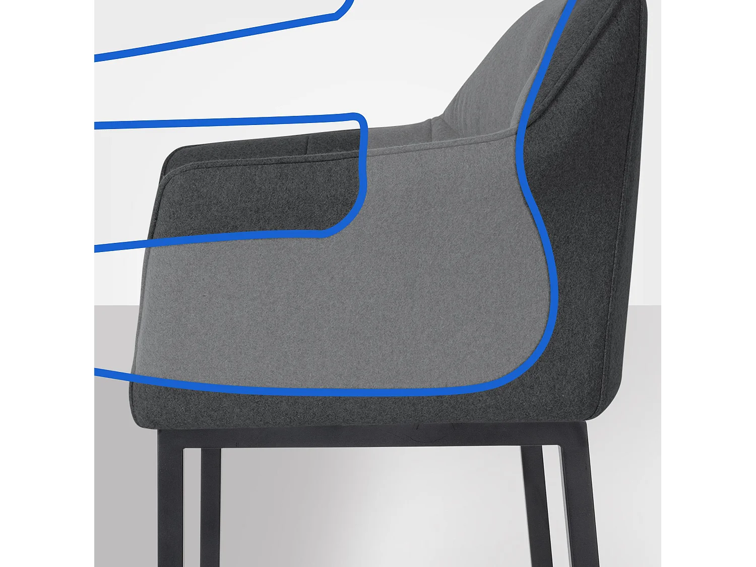 Tabouret de bar - Feutrine & Noir - Anthracite - Damaso