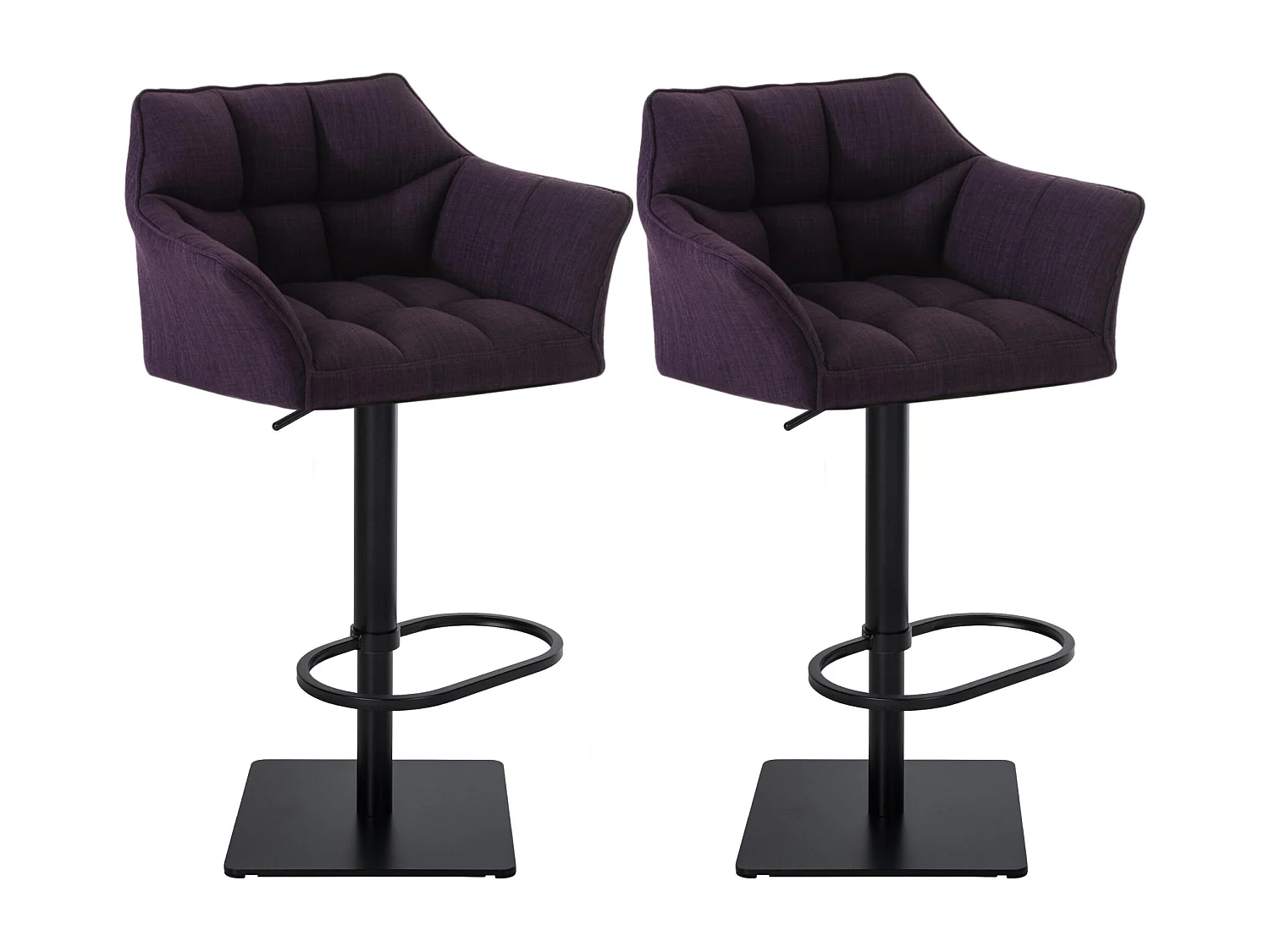 Lot de 2  Tabouret de bar - Tissu & Noir - Violet - Damaso
