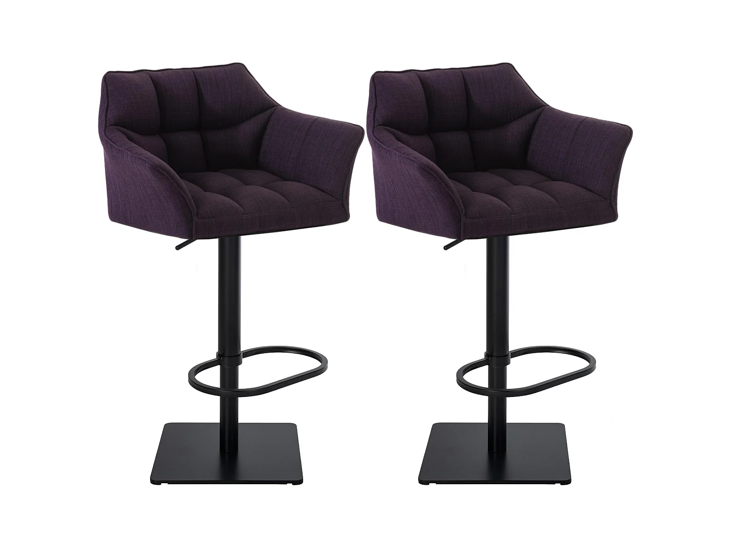Lot de 2  Tabouret de bar - Tissu & Noir - Violet - Damaso