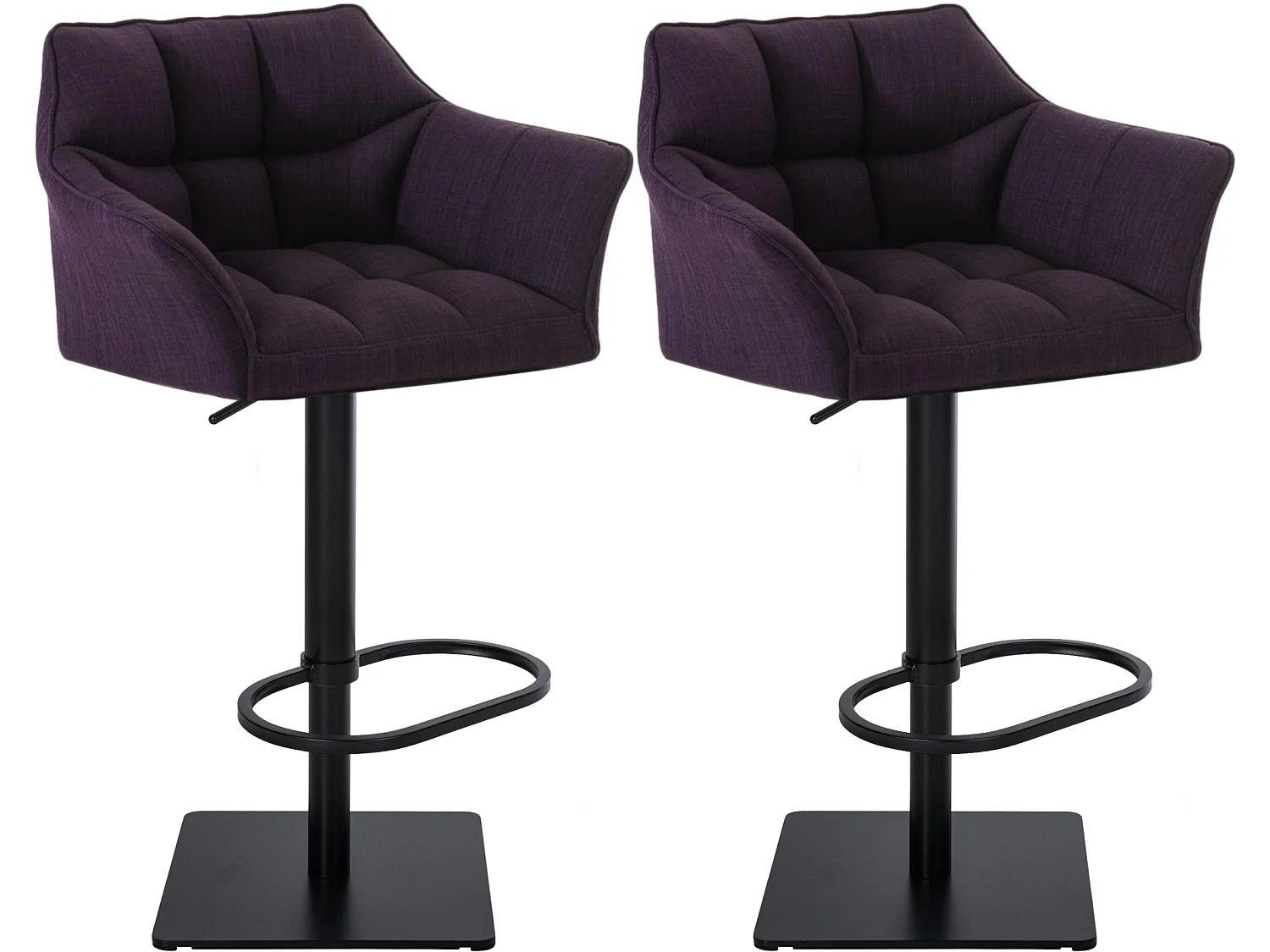 Lot de 2  Tabouret de bar - Tissu & Noir - Violet - Damaso