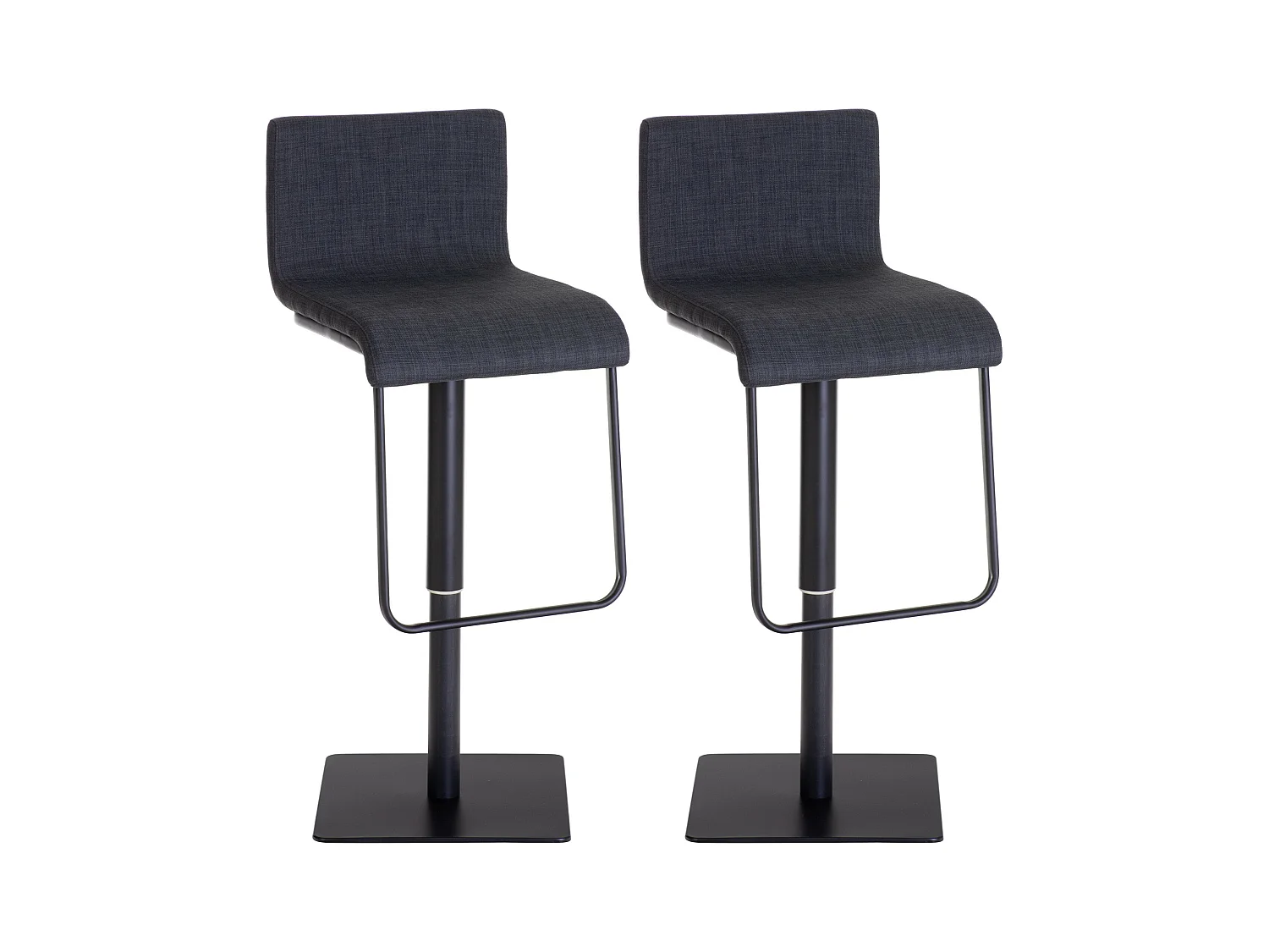 Lot de 2  Tabouret de bar - Tissu & Noir - Gris foncé - Limon