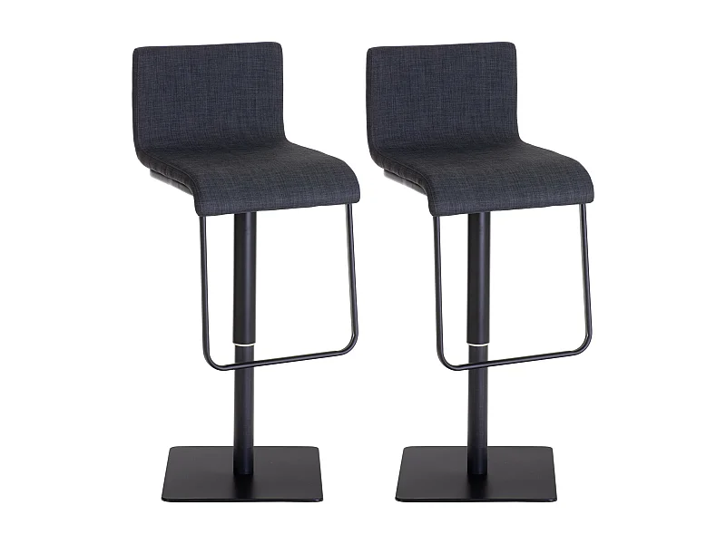 Lot de 2  Tabouret de bar - Tissu & Noir - Gris foncé - Limon