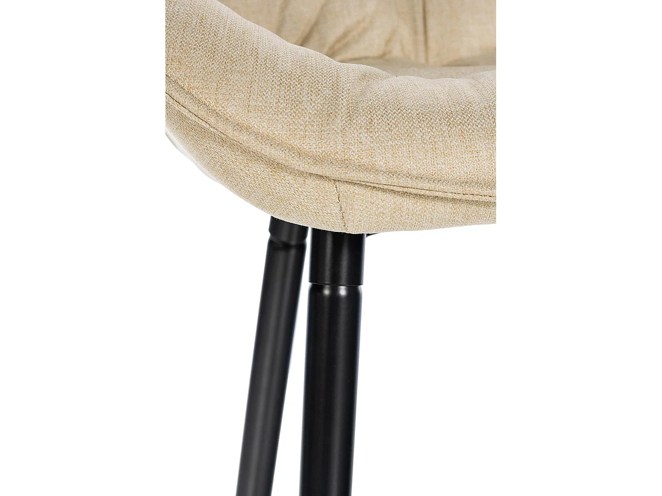 Tabouret de bar - Tissu & Métal noir mat - Crème - Gibson