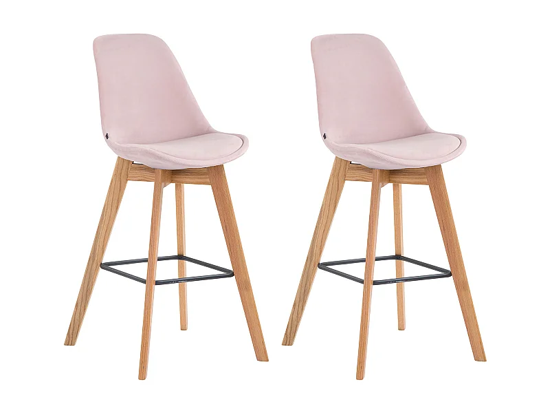 Set van 2  Barkruk - Fluweel & Hout - roze - Metz