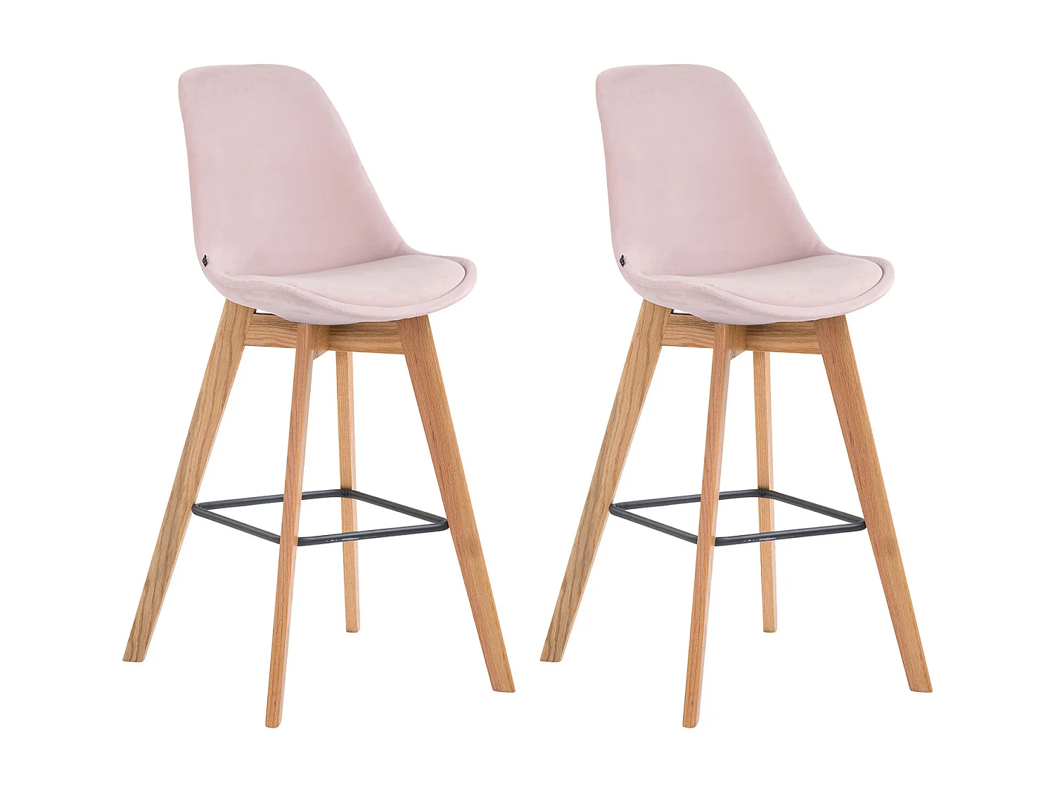 Lot de 2  Tabouret de bar - Velours & Bois - Rose - Metz