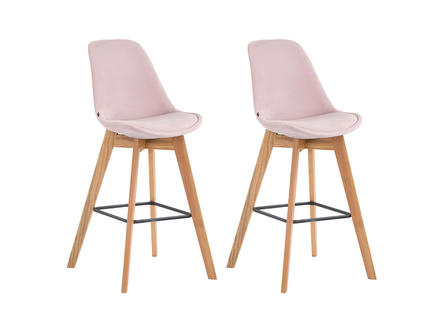 Lot de 2  Tabouret de bar - Velours & Bois - Rose - Metz