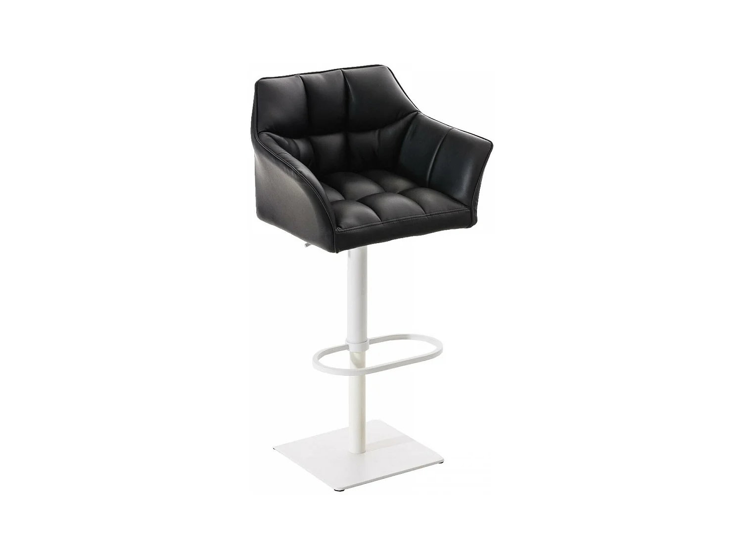 Tabouret de bar - Similicuir & Blanc - Noir - Damaso