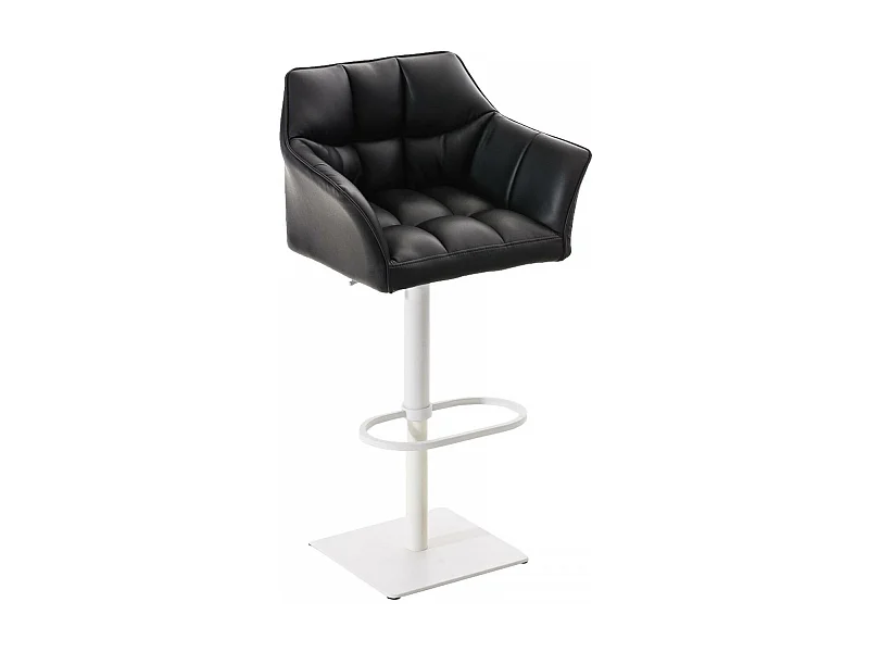 Tabouret de bar - Similicuir & Blanc - Noir - Damaso