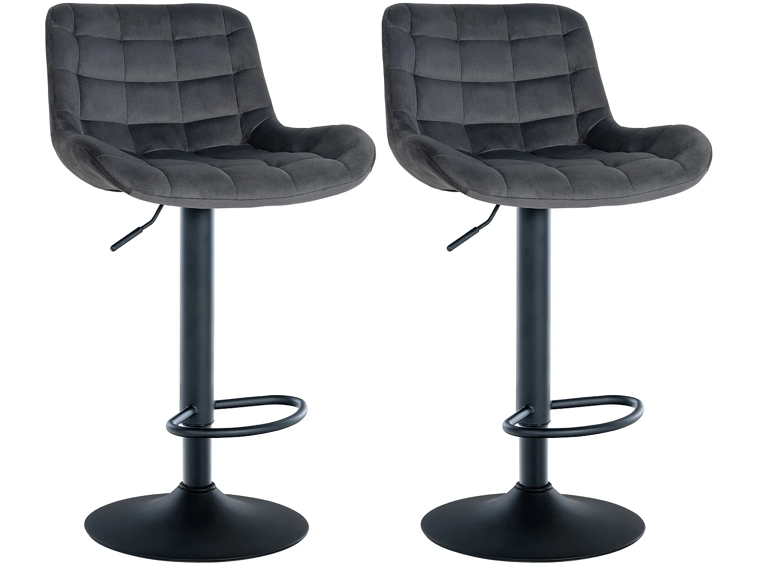 Set van 2  Barkruk - Fluweel - donkergrijs - Tover