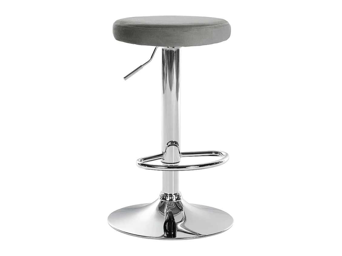 Tabouret de bar - Velours & Chrome - Gris - Ponte