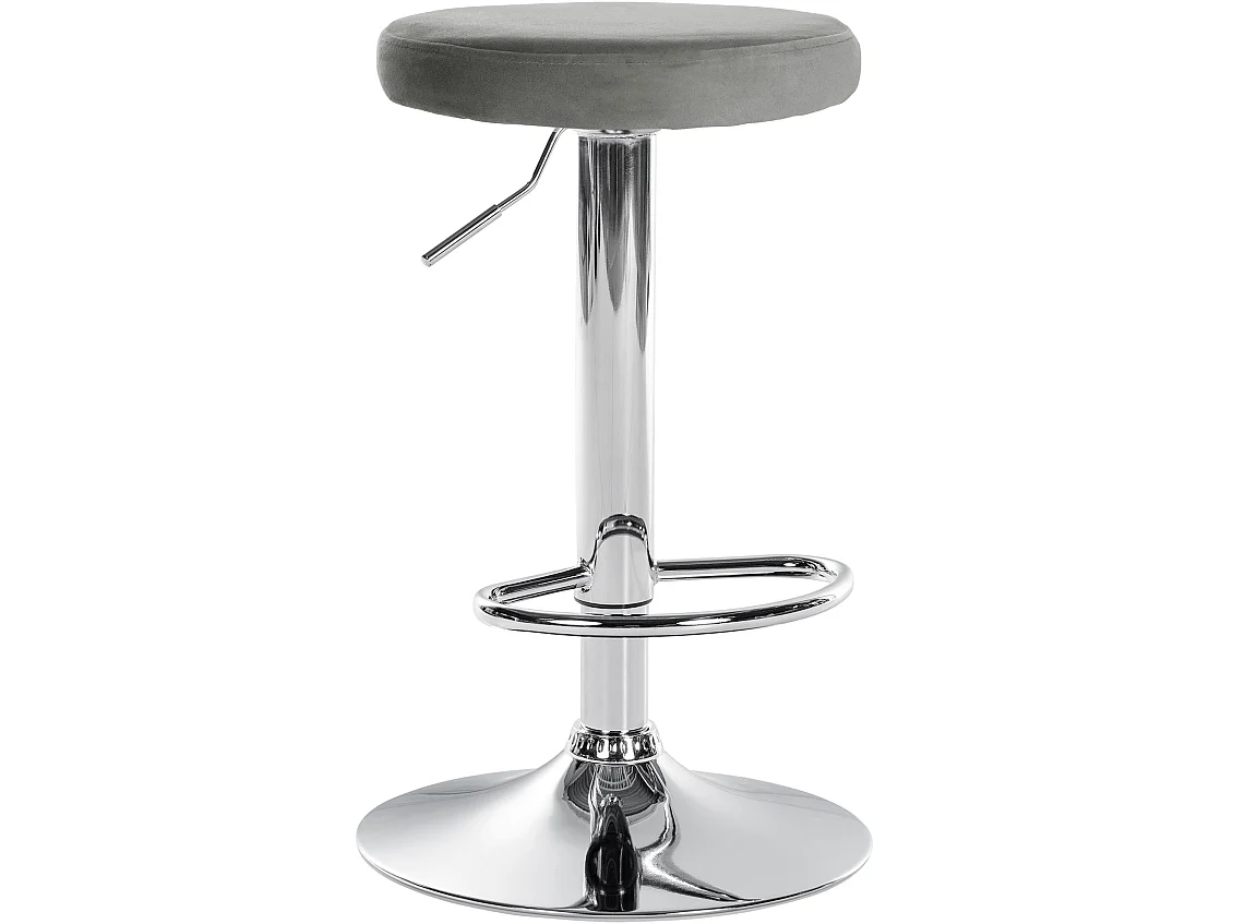 Tabouret de bar - Velours & Chrome - Gris - Ponte