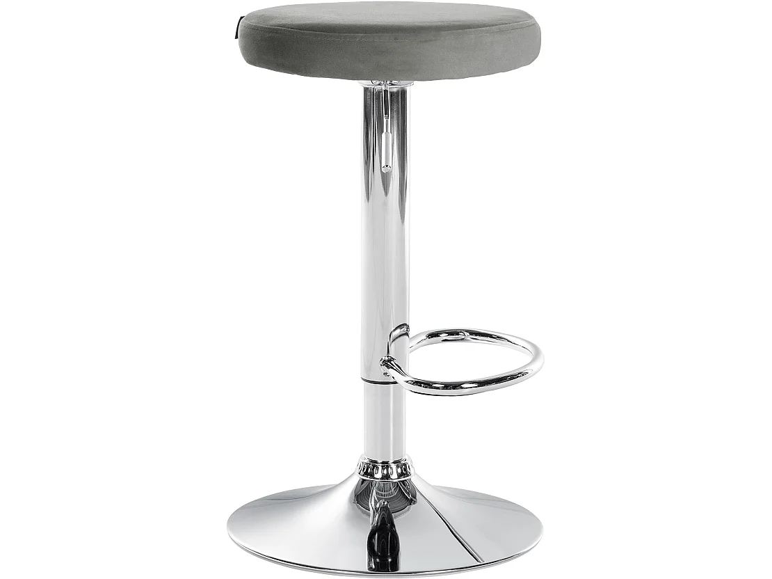 Tabouret de bar - Velours & Chrome - Gris - Ponte