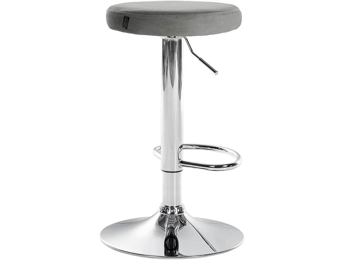 Tabouret de bar - Velours & Chrome - Gris - Ponte