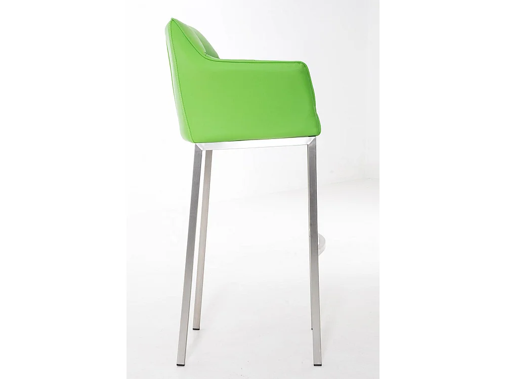 Lot de 2  Tabouret de bar - Similicuir & Acier inoxydable - Vert - DAMASO