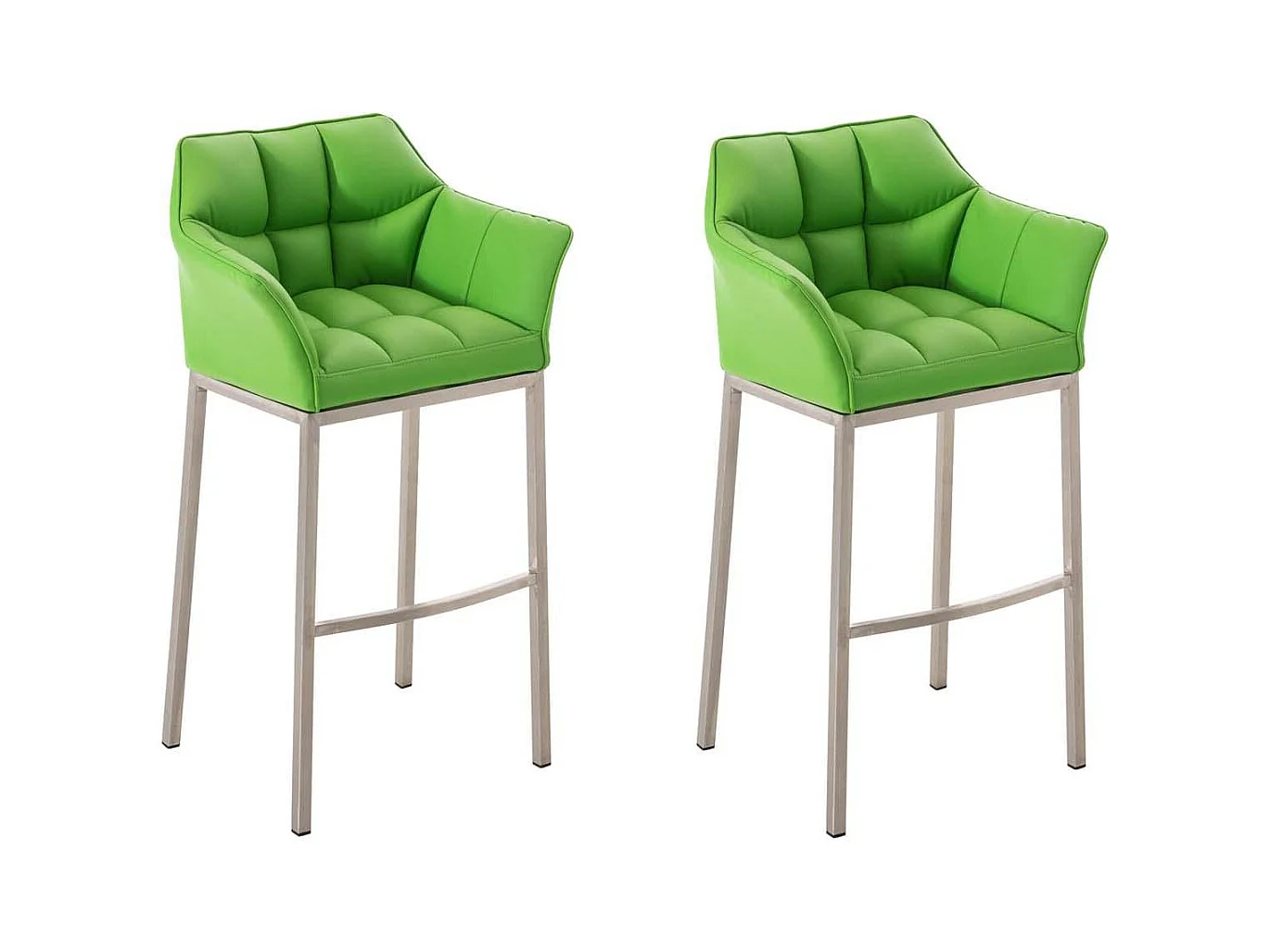 Lot de 2  Tabouret de bar - Similicuir & Acier inoxydable - Vert - DAMASO