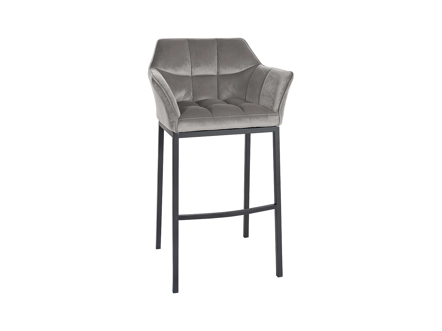 Tabouret de bar - Velours & Noir - Gris - Damaso