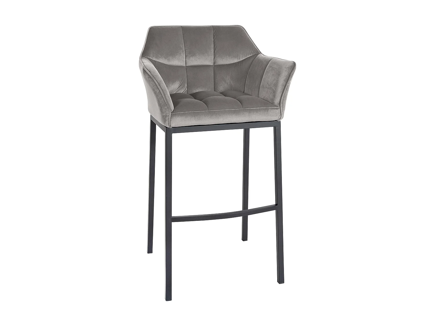 Tabouret de bar - Velours & Noir - Gris - Damaso