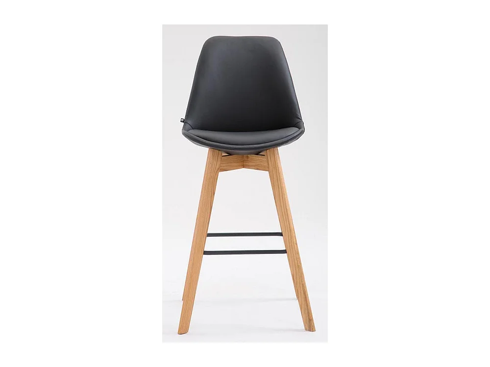 Lot de 2  Tabouret de bar - Similicuir & Bois - Noir - Metz