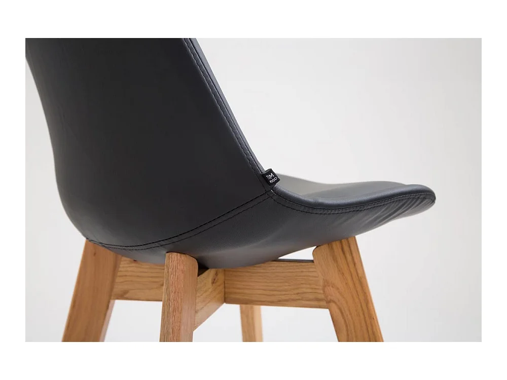 Lot de 2  Tabouret de bar - Similicuir & Bois - Noir - Metz