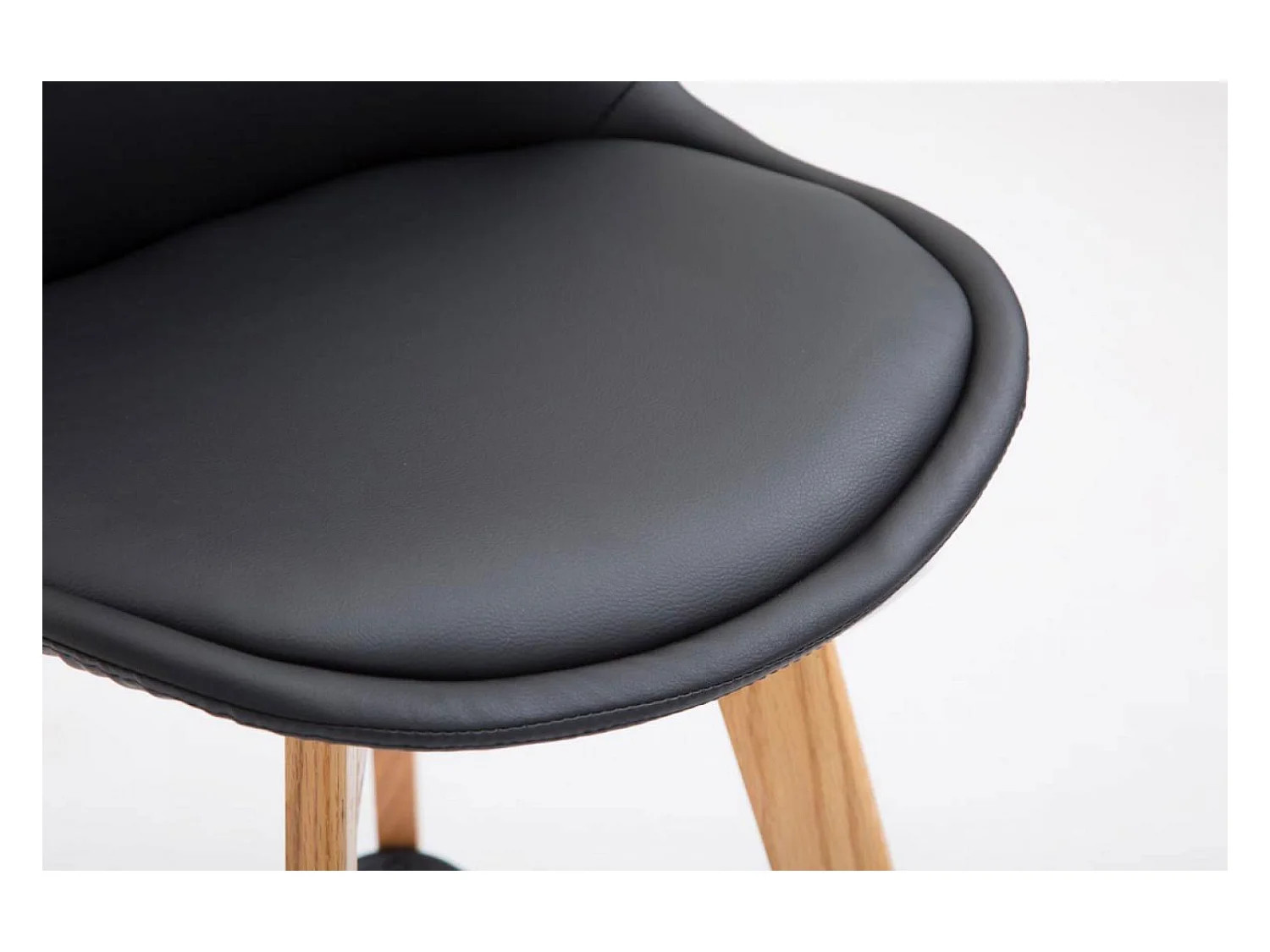 Lot de 2  Tabouret de bar - Similicuir & Bois - Noir - Metz