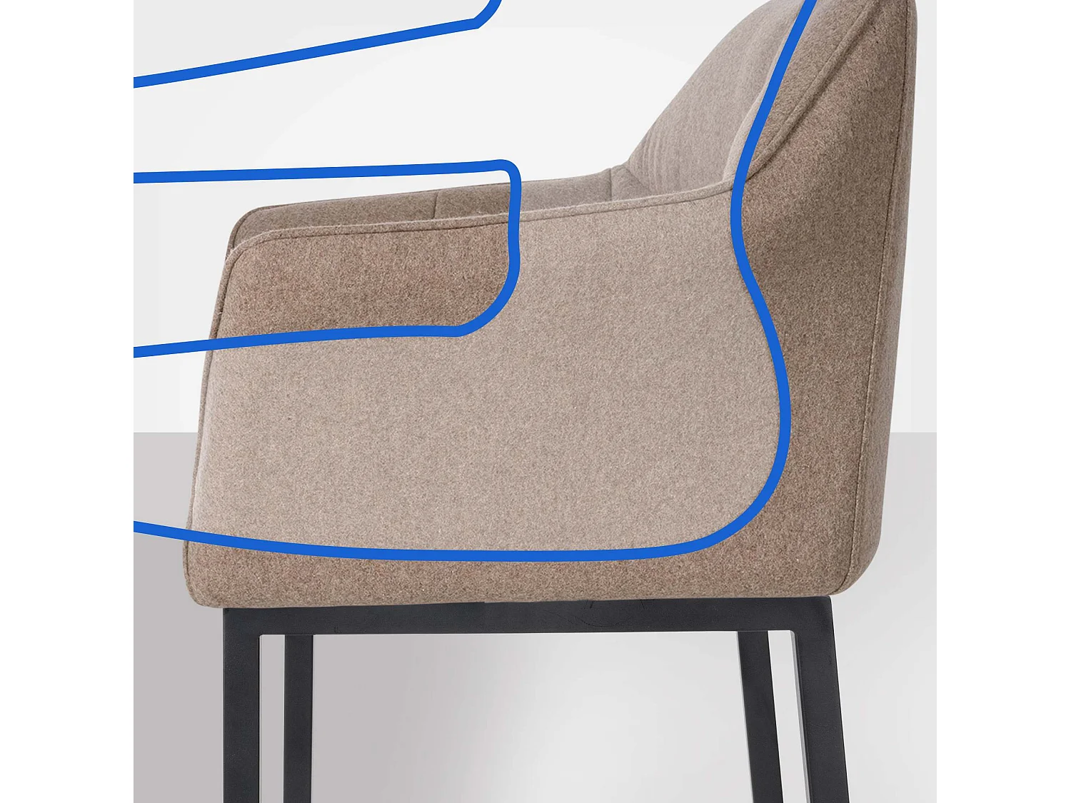 Tabouret de bar - Feutrine & Noir - Taupe - Damaso