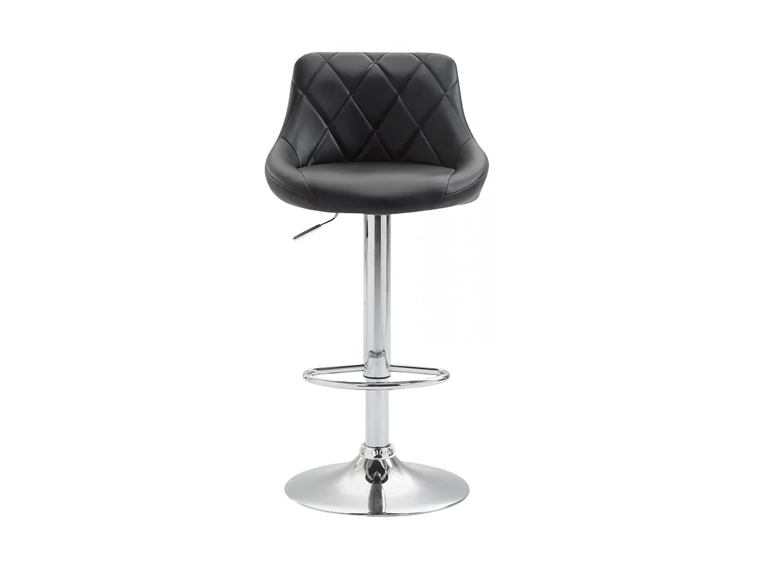 Tabouret de bar - Similicuir & Chrome - Noir - Lazio