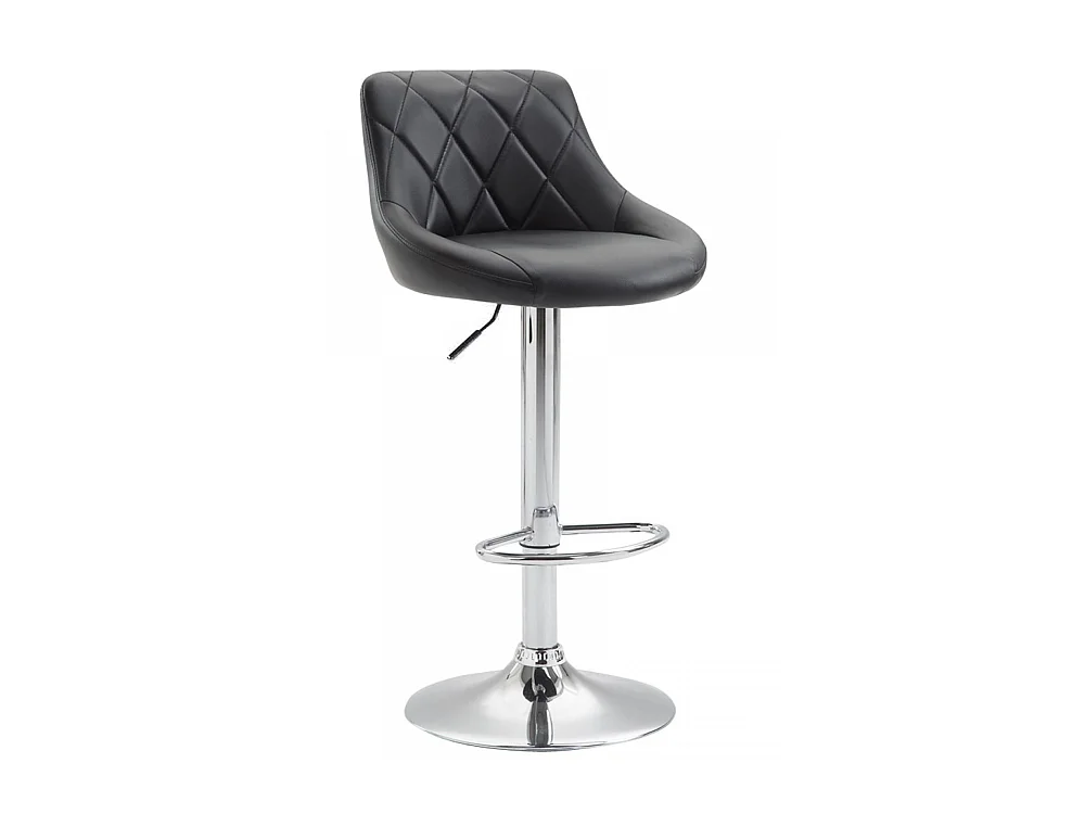 Tabouret de bar - Similicuir & Chrome - Noir - Lazio
