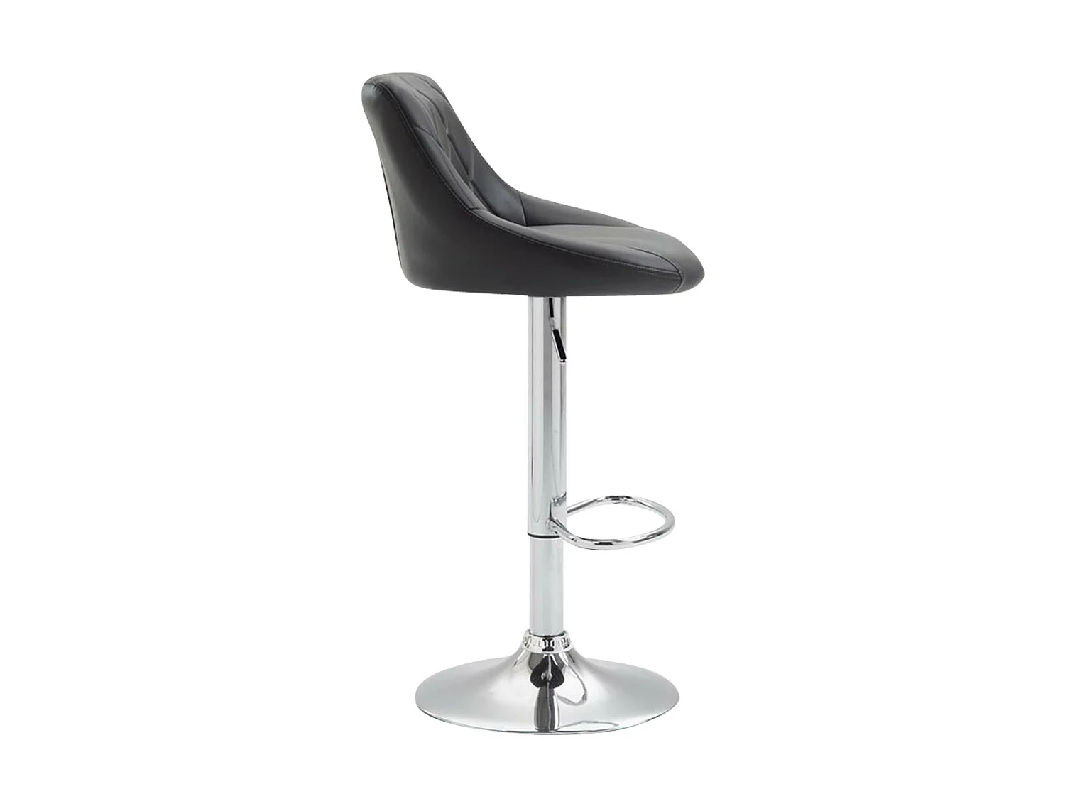Tabouret de bar - Similicuir & Chrome - Noir - Lazio
