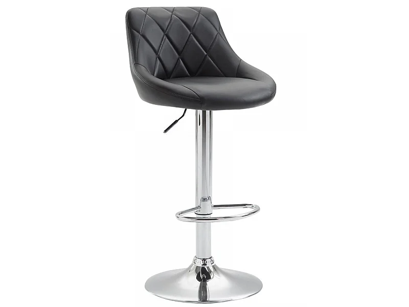 Tabouret de bar - Similicuir & Chrome - Noir - Lazio