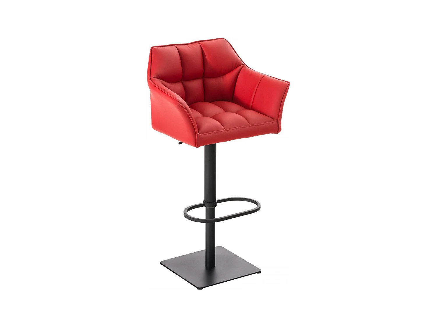 Tabouret de bar - Similicuir & Noir - Rouge - Damaso