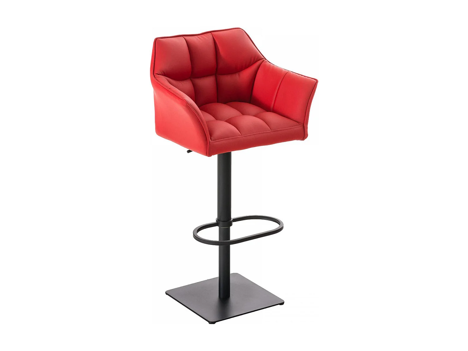 Tabouret de bar - Similicuir & Noir - Rouge - Damaso